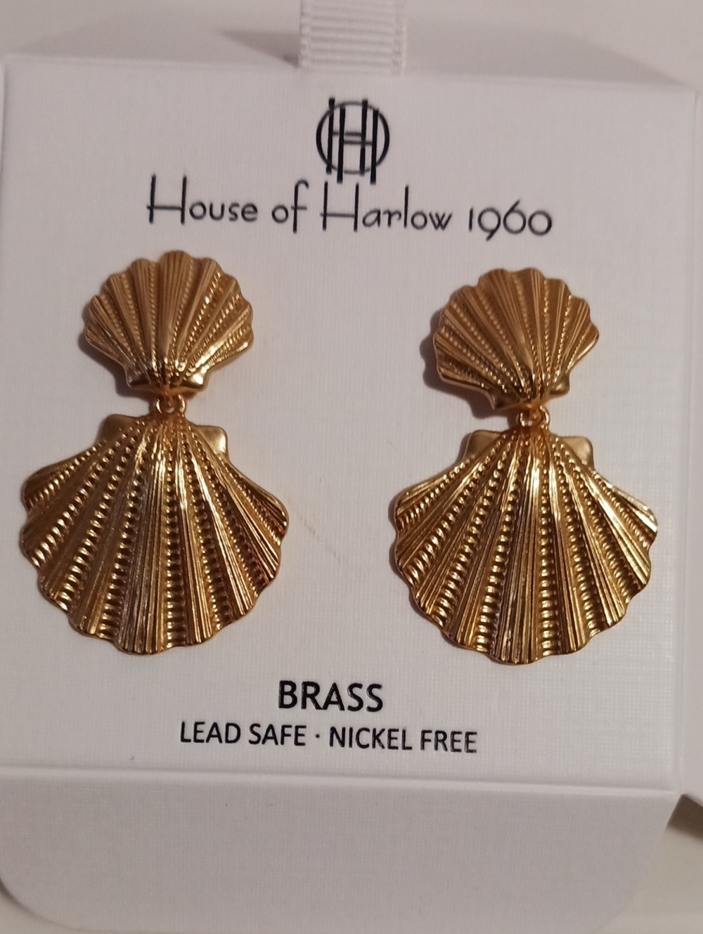 House of Harlow ⚜️ 1960 Gold Double Shell Drop Earrings
